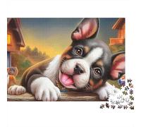 Terrier de Boston Puzzle 1000 Pièces Energetic Tuxedo-Patterned Lively Terrier de Bostons Puzzle Décoratif pour Mur, Jeu Relaxant Et Challenge pour Adultes Et Enfants 52x38cm/1000pcs