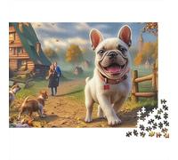 Terrier de Boston Puzzle 1000 Pièces Energetic Tuxedo-Patterned Lively Terrier de Bostons Puzzle Écologique en Carton, Activité Relaxante Et Concentrée pour La Maison Et La Famille 52x38cm/1000pcs