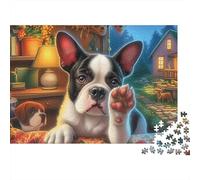 Terrier de Boston Puzzle 1000 Pièces Energetic Tuxedo-Patterned Lively Terrier de Bostons Puzzle en Papier De Qualité Supérieure, Relaxant Et Stimulant pour Adultes Et Famille 70x50cm/1000pcs
