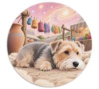 Terrier de Lakeland 1000 Pièce Jigsaw Puzzles Jeux Éducatifs Soulageur De Stress Chien de Compagnie Puzzles Ronds Défi Couleur pour Cadeaux De Voyage, Présent 1000pcs (67.5x67.5cm)