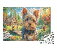 Terrier du Yorkshire 1000 Pc Puzzle Amants De Famille Puzzle D'entraînement du Cerveau Idée Cadeau pour Senior Jigsaw Enthusiastes 70x50cm/1000pcs