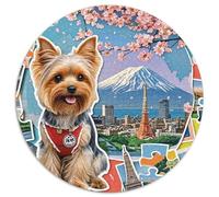 Terrier du Yorkshire 1000 Pièces Puzzle Circulaire Classiques Chien Familial Pression Réduite Cadeau Unique pour Adultes Et Enfants 1000pcs (67.5x67.5cm)