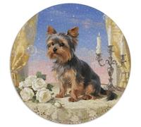 Terrier du Yorkshire 1000 Pièces Puzzle Circulaire Classiques Mignon Pet Chien Difficile Impossible Cadeau Unique pour Adultes Et Enfants 1000pcs (67.5x67.5cm)