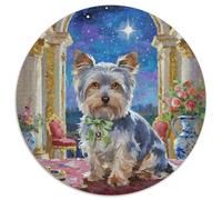 Terrier du Yorkshire 1000 Pièces Puzzle Circulaire Classiques Mignon Pet Chien Puzzles Difficile Impossible Cadeau Unique pour Adultes Et Enfants 1000pcs (67.5x67.5cm)