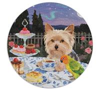Terrier du Yorkshire 1000 Pièces Puzzle Circulaire Classiques Mignon Pet Chien Puzzles Familial Pression Réduite Cadeau Unique pour Adultes Et Enfants 1000pcs (67.5x67.5cm)
