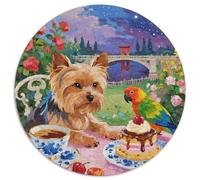 Terrier du Yorkshire 1000 Pièces Puzzle Circulaire Jeu Mignon Pet Chien Éduchatif Défi Jouets Cadeau Unique pour Adultes Et Enfants 1000pcs (67.5x67.5cm)