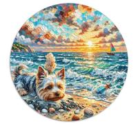 Terrier du Yorkshire 1000 Pièces Puzzle Rond Classiques Chien Puzzles Qualité Supérieure Cadeau Unique pour Adultes Et Enfants 1000pcs (67.5x67.5cm)