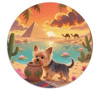 Terrier du Yorkshire 1000 Pièces Puzzle Rond Jeu Chien Puzzles Jouets Éduchatifs Cadeau Unique pour Adultes Et Enfants 1000pcs (67.5x67.5cm)