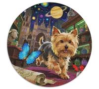 Terrier du Yorkshire 1000 Pièces Puzzle Rond Jeu Mignon Pet Chien Familial Pression Réduite Cadeau Unique pour Adultes Et Enfants 1000pcs (67.5x67.5cm)