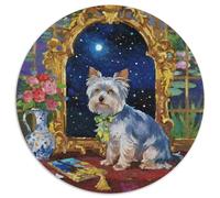 Terrier du Yorkshire 1000 Pièces Puzzle Rond Jeu Mignon Pet Chien Puzzles Familial Pression Réduite Cadeau Unique pour Adultes Et Enfants 1000pcs (67.5x67.5cm)