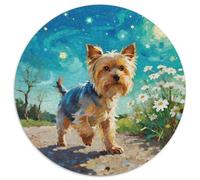 Terrier du Yorkshire 1000 Pièces Puzzle Rond Jeu Mignon Pet Chien Puzzles Jeu D'Intelligence Cadeau Unique pour Adultes Et Enfants 1000pcs (67.5x67.5cm)