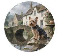 Terrier du Yorkshire 1000 Piezas Puzzle Aliviar Estrés Pets Mignons Rompecabezas Redondo Juegos Intelectuales Juguetes Antistrés Regalo Único (67.5x67.5cm)