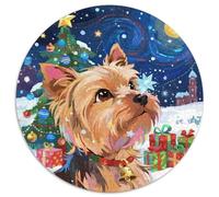 Terrier du Yorkshire Chien 1000 Pièces Puzzle Rond Classiques Noël Éduchatif Défi Jouets Cadeau Unique pour Adultes Et Enfants Terrier du Yorkshire Chien