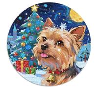 Terrier du Yorkshire Chien 1000 Pièces Puzzle Rond Classiques Noël Puzzles Jeu D'Intelligence Cadeau Unique pour Adultes Et Enfants 1000pcs (67.5x67.5cm)