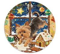 Terrier du Yorkshire Chien 1000 Pièces Puzzle Rond Classiques Noël Puzzles Jouets Éduchatifs Cadeau Unique pour Adultes Et Enfants 1000pcs (67.5x67.5cm)