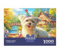 Terrier du Yorkshire Puzzle en Carton Extra-Épais 1000 Pièces, Cute Animal de Compagnie Chien, Ultra Difficile, Entraînement Cérébral, Puzzle Les Plus Bien Notés 52x38cm/1000pcs