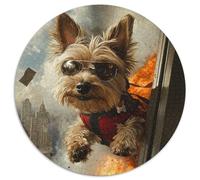 Terrier du Yorkshire Puzzle Rond 1000 Pièces Animauxs Pets Cute Enfants Cadeau Inspirations Voyage Réduction du Stress 1000pcs (67.5x67.5cm)