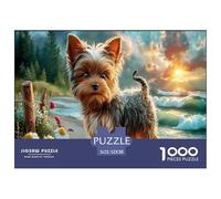 Terrier du YorkshirePuzzle 1000 Pièces Educa Jouet en Bois Cadeau Unique Décoration Intérieure Plage côtière Jeu Éducatif Challenge Toy pour Adultes Et Enfants À Partir De 12 Ans 52x38cm/1000pcs