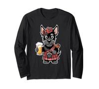 Terrier écossais avec bière et pipe amusante Manche Longue