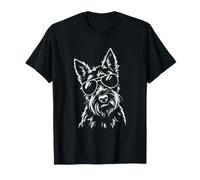 Terrier écossais avec Lunettes de Soleil Portrait Minimaliste T-Shirt