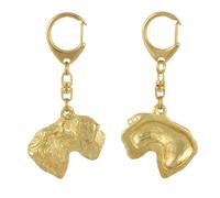 Terrier Tchèque, Cesky Terrier - Porte-clés doré avec chien dans boîte cadeau, d