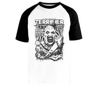 Terrifier Movie Horror Art The Clown T-Shirt Baseball Blanc Unisexe Manches Courtes Noir