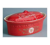 Terrine ovale 37cm rouge decor fleurs blanches Siegfried 134v6 Blanc G