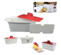 Saveur et Dégustation KC2301 Pot à foie gras en céramique avec pressoir, 25,5 x 11 x 27 cm, couleurs assorties, rouge+blanc/gris+blanc