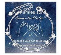 TERRISHE Bracelet Femme Argent 925 Perles Étoiles Bracelet d’Amitié Bracelet Argent Femme Bijoux Cadeau Pour Amis Fille Collègue Sœur Maman Petite Amie Cadeau pour L'anniversaire de Graduation