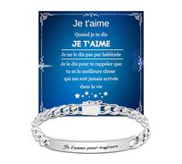 TERRISHE Cadeau Homme Je t'aime Bracelet pour Homme, Chaîne Bracelet en Acier Inoxydable Gravure ”Je t'aime pour toujours” Cadeau d'Anniversaire pour Mari Copain Petit-Ami Cadeaux de Noël pour Homme