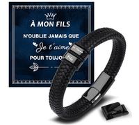 TERRISHE Cadeau pour Fils Bracelets Homme Idée Cadeau d'Anniversaire Diplôme pour Fils, Cadeau Homme Bracelet En Cuir pour Fils Personnalise Bracelet Gravure ”Fils” Cadeaux de Noël pour Fils Mariage