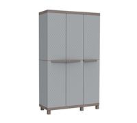 Terry - C-Rattan 102a, Armoire d'Intérieur et d'Extérieur Multifonction, 3 Portes à Effet Rotin, 2 Compartiments Intérieurs Séparés