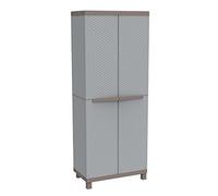 Terry Armoire/porte-balais double porte, 3 étagères réglables, série C-Rattan, 68 x 39 x 170 cm, gris/taupe, 3680.