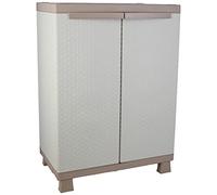 Terry - C-Rattan 680, Armoire à 2 portes, 1 Étagère Intérieure Effet Rotin, pour Intérieur et Extérieur Couvert, 68x39x91,5 cm