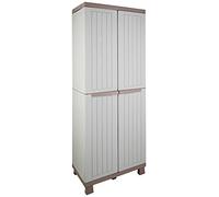 Armoire haute de jardin en résine gris meuble avec tablettes pour terrasse 2680 G