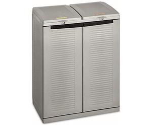 Terry - Ecocab 2 , Poubelle Recyclage, Systèmes de Tri des Déchets, 2 Compartiments, pour Intérieur et Extérieur, 68x39x88,7 cm