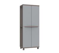 Terry - Jrattan 368 , Armoire à 2 portes Multifonction, Armoire à Balais Effet Rotin, 4 Étagères Intérieures, pour Intérieur et Extérieur Couvert, 68x37,5x170 cm