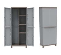 Terry Rattan 3680 Armoire d'Intérieur et d'Extérieur avec 2 Portes à Effet Rotin, Séparation Verticale et 3 Étagères, Gris,