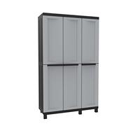 Terry - Twist Black 102a, Armoire à 3 portes Multifonction, Armoire à Balaisavec Compartiments Séparés , pour Intérieur et Extérieur Couvert, 102x39x170 cm