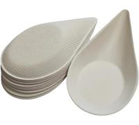Terryshop74 50 Pièces de Bols à Doigts Alimentaires jetables Bio dégradables pour apéritiques Cocktails Plateaux en pulpe de Cellulose (Cuillère 50 pcs)