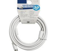 Terryshop74 Câble antenne TV DVB-T/DVB-T2 - 3 mètres - Connecteurs Mâle/Femelle - Câble Coaxial Blindé pour TV, décodeur et prise d'antenne - Blanc