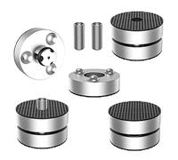 Tertullus IF4023S - Lot de 4 pieds de haut-parleur - Amortisseurs de vibrations - En aluminium - Avec perle d'absorption des chocs - Pour haut-parleurs et appareils - IF4023S - Argenté