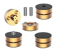 Tertullus Lot de 4 pieds de haut-parleur - Amortisseurs de résonance - Pieds en aluminium - Amortisseurs de vibrations - Avec perle d'absorption des chocs - Pour haut-parleurs et appareils -