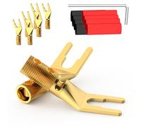 Tertullus Lot de 8 vis plaquées or cuivre pur pour haut-parleur, cosse de câble, fourche, cosses de fourche, fiche U pour chaîne HiFi, amplificateur/haut-parleur, câble de haut-parleur jusqu'à 4,5 mm