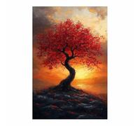 TERUEA 1 Partie Arbre Tordu Rouge Coucher de Soleil Décor poster d'art mural moderne pour chambre à coucher(Rouge)-20x30cm Sans cadre