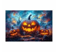TERUEA 1 Partie Citrouilles et fantômes effrayants - Décoration d'Halloween gothique pour salon, chambre à coucher, salle à manger (Bleu brume)-40x60cm1 Sans cadre