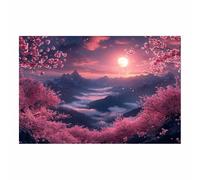 TERUEA Abstrait Image sur Toile Affiche Decoration Murale Tableau Decoration Murale Chambre Coucher Cuisine Cerisier Rose Montagne Lune (Rose)-20x30cm1 Sans cadre