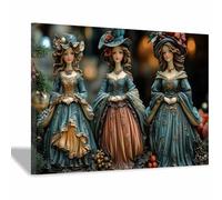 TERUEA Art mural moderne vintage abstrait féminin Trois Femmes Style Rétro Toile affiche imprimée, art mural, décoration murale,(Bleu)-30x45cm1 Encadrée