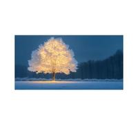 TERUEA Art Mural Rustique Vintage pour Decoration Grand arbre givré Paysage enneigé Crépuscule Design, Grand Tableaux Decoratifs Muraux Chambre Cuisine Deco Salon(Bleu )-30x60cm1 Sans cadre