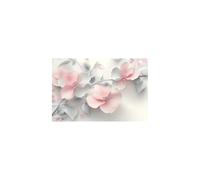 TERUEA Art Tableau mural à imprimé floral, Fleur Rose Doux Gris Impression contemporaine sur toile pour décoration intérieure(Light Pink)-70x100cm1 Sans cadre